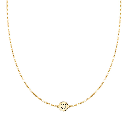Heart Disc Necklace in 14k Gold