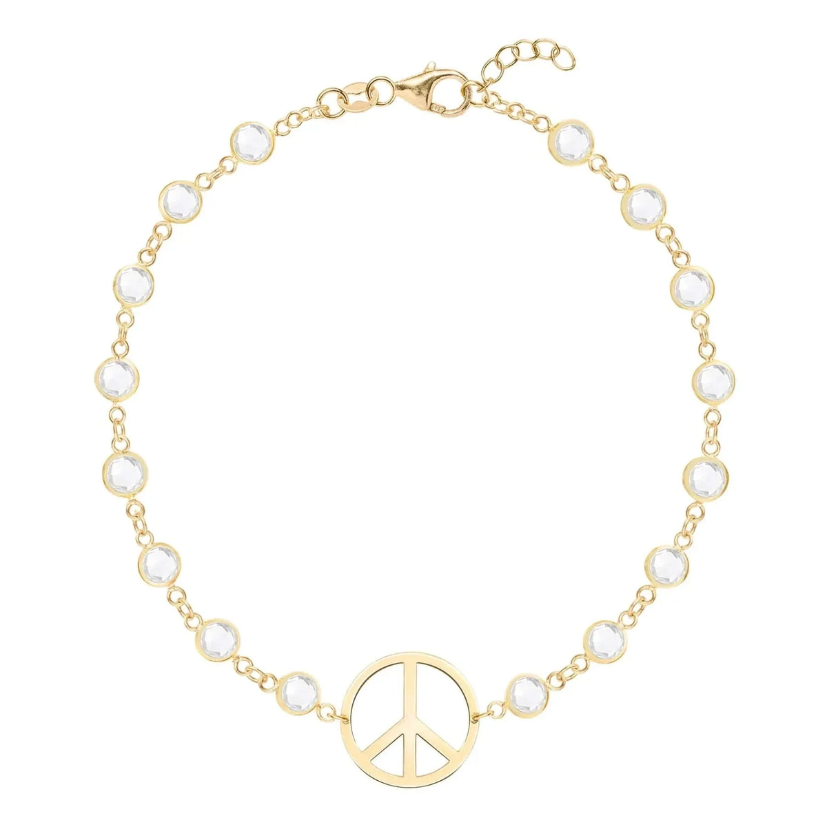 Large Peace Sign Newport Bracelet in 14k Gold