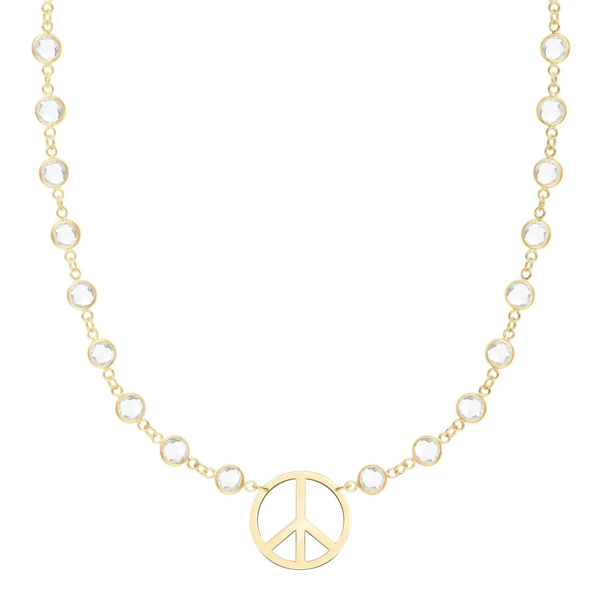 Large Peace Sign Newport Necklace in 14k Gold