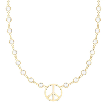 Large Peace Sign Newport Necklace in 14k Gold