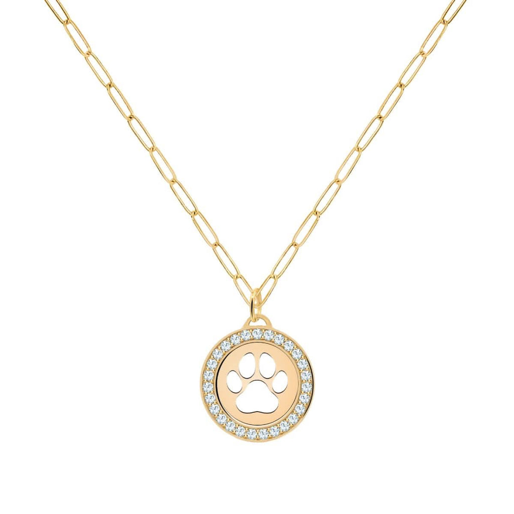 Paw & Aquamarine Pendant in 14k Gold (March)