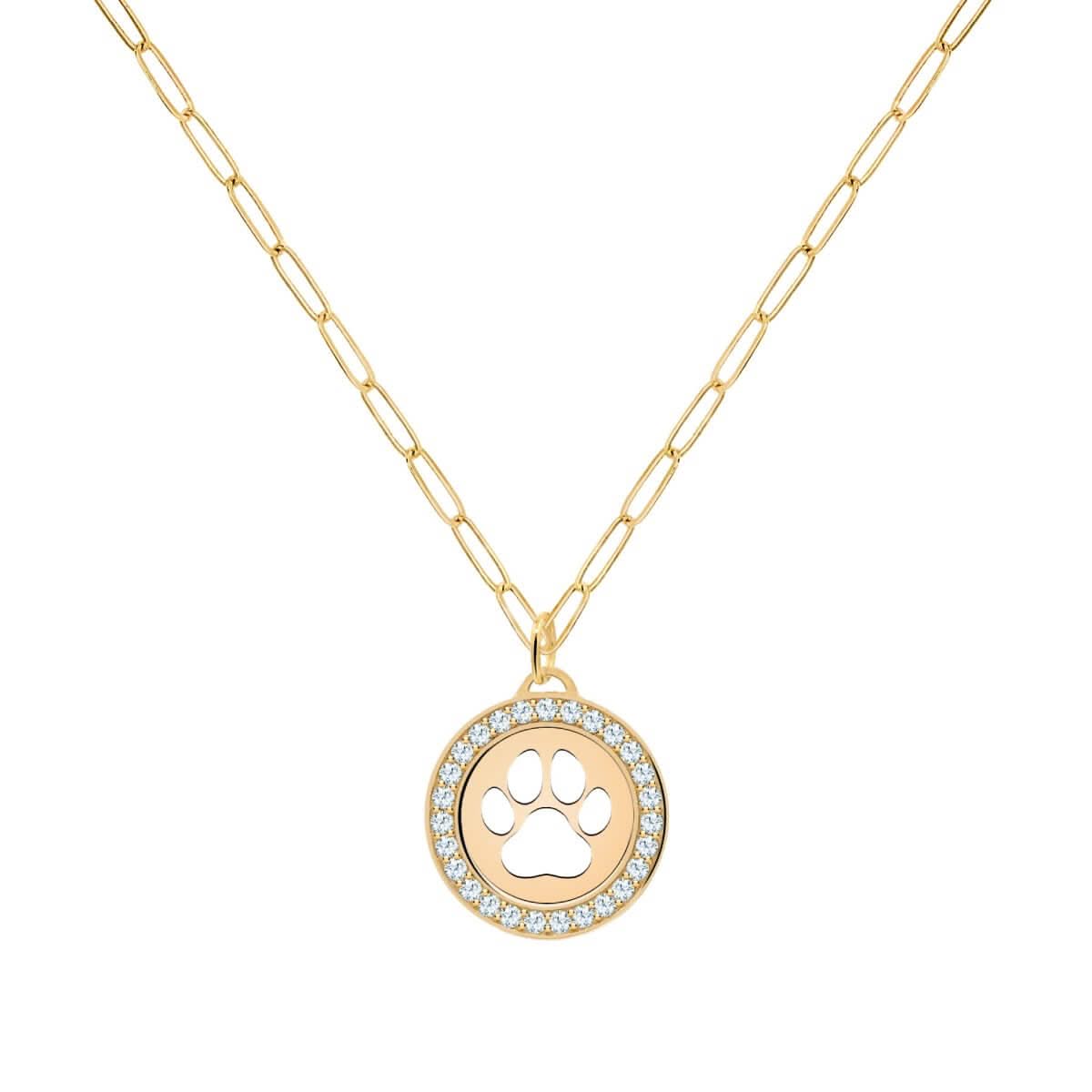 Paw & Aquamarine Pendant in 14k Gold (March)