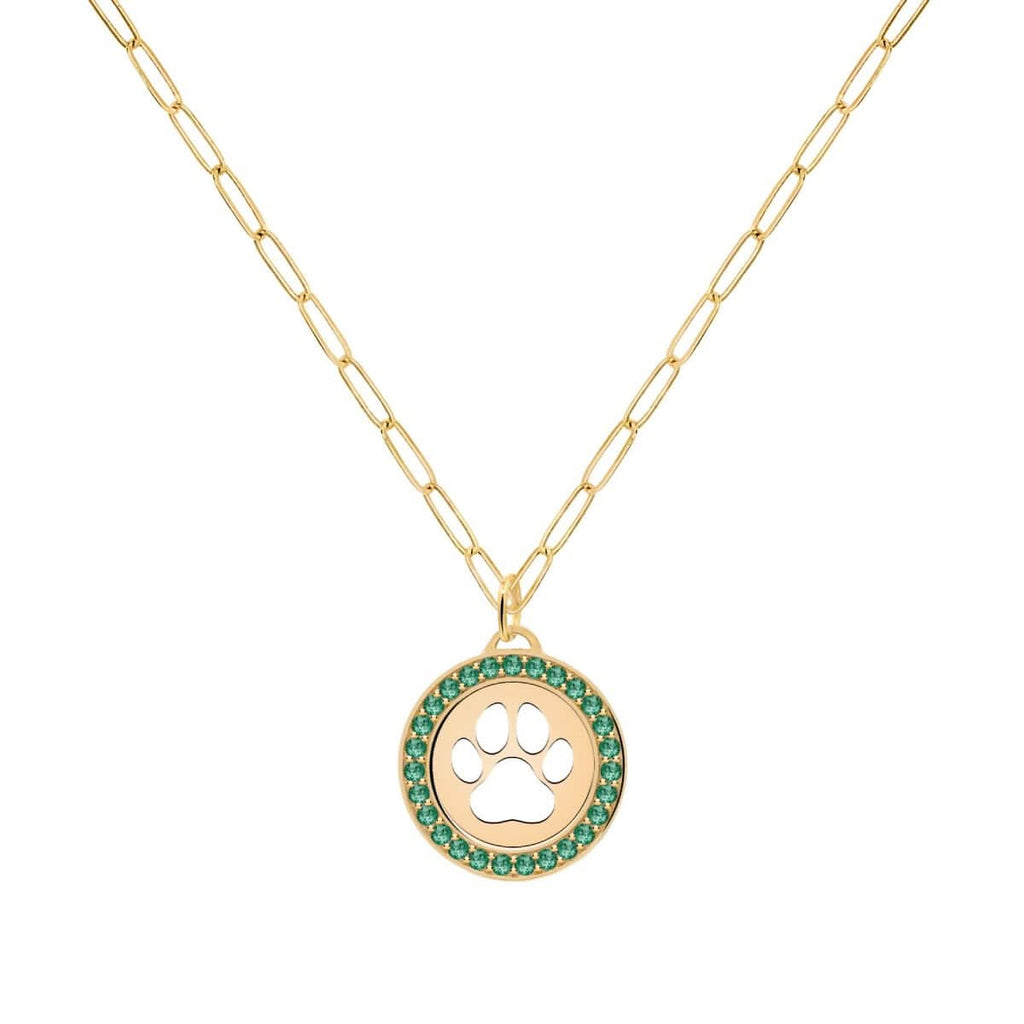 Paw & Emerald Pendant in 14k Gold (May)