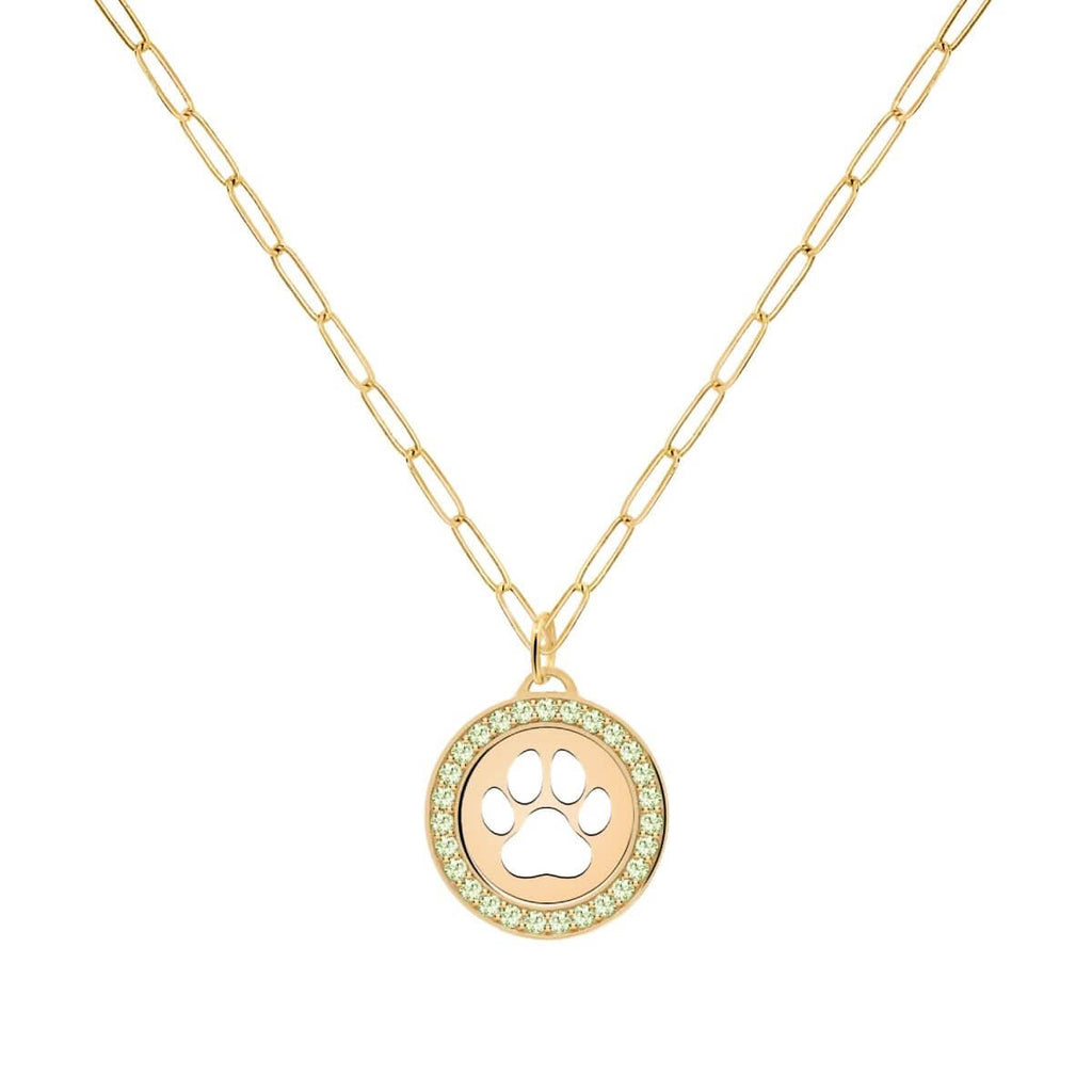 Paw & Peridot Pendant in 14k Gold (August)