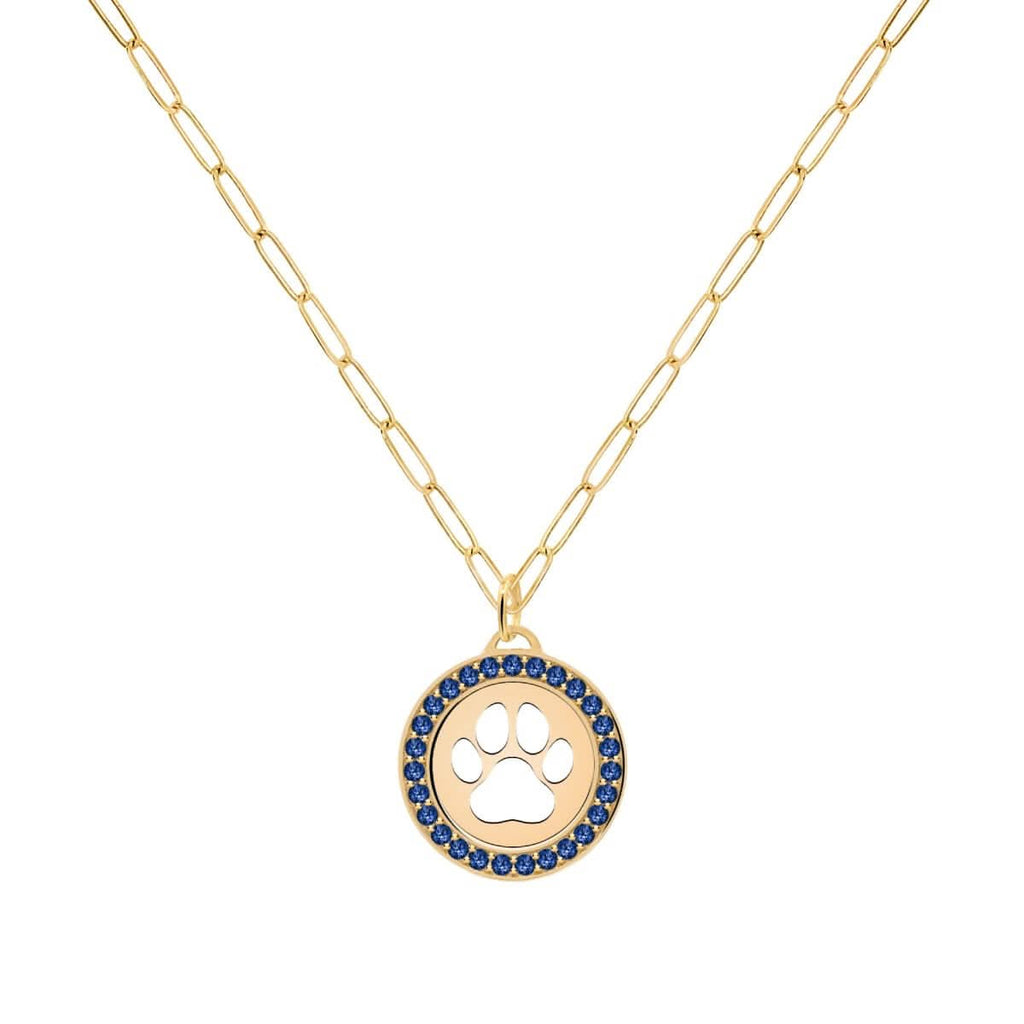Paw & Birthstone Pendant in 14k Gold