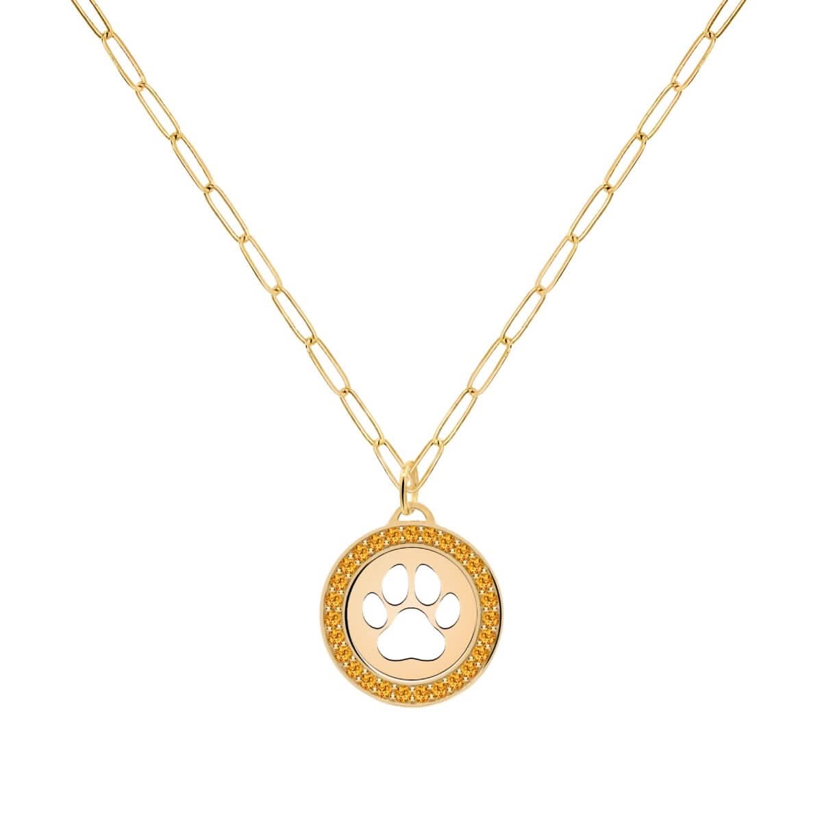 Paw & Citrine Pendant in 14k Gold (November)