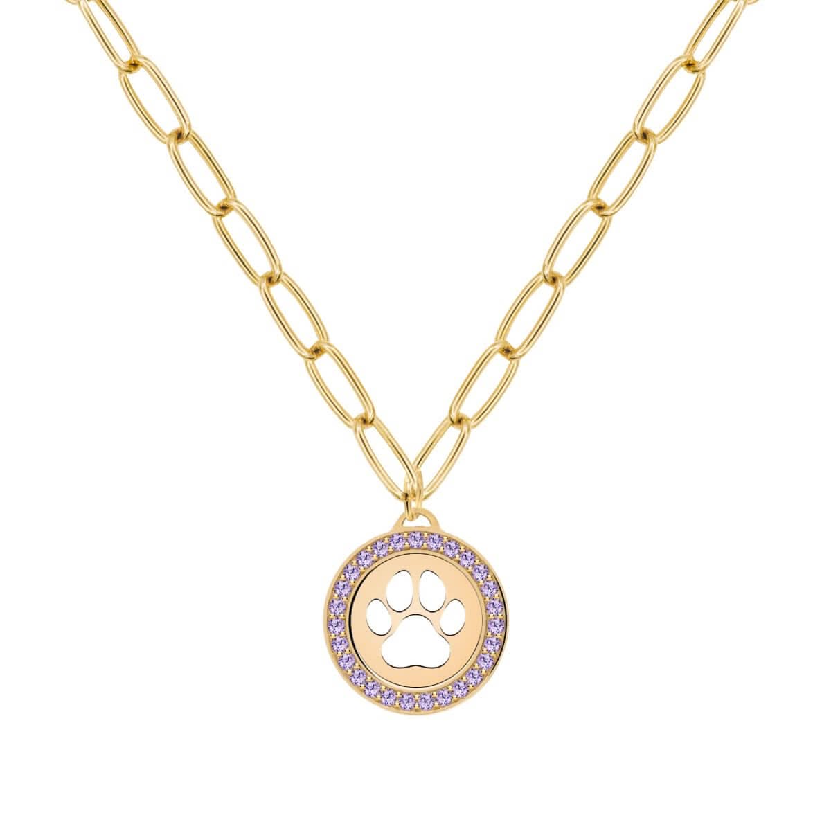 Paw & Amethyst Pendant in 14k Gold (February)