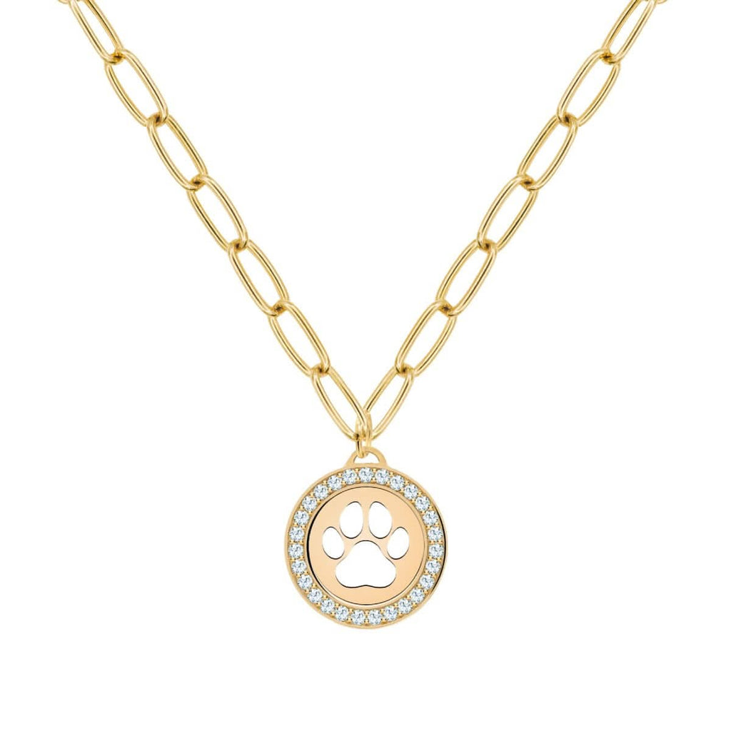 Paw & Aquamarine Pendant in 14k Gold (March)