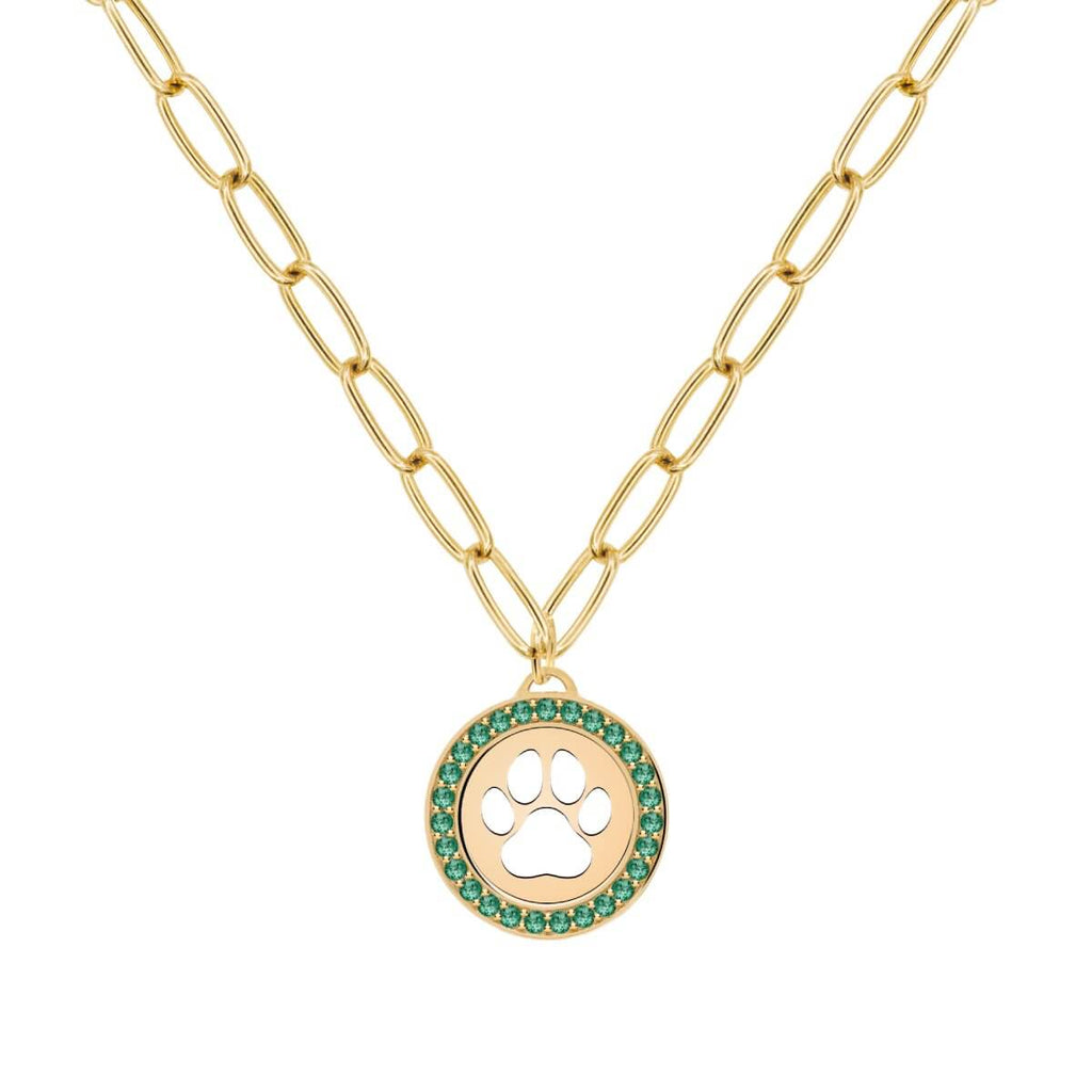 Paw & Emerald Pendant in 14k Gold (May)