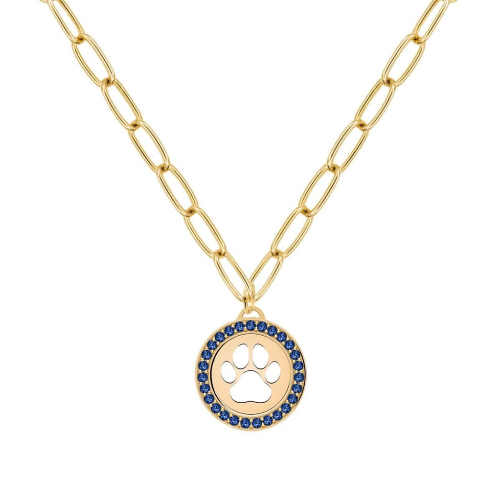Paw & Sapphire Pendant in 14k Gold (September)