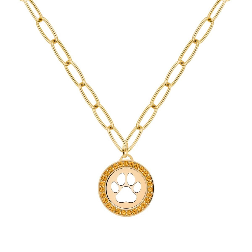 Paw & Citrine Pendant in 14k Gold (November)