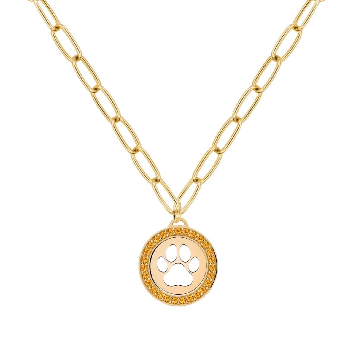 Paw & Citrine Pendant in 14k Gold (November)
