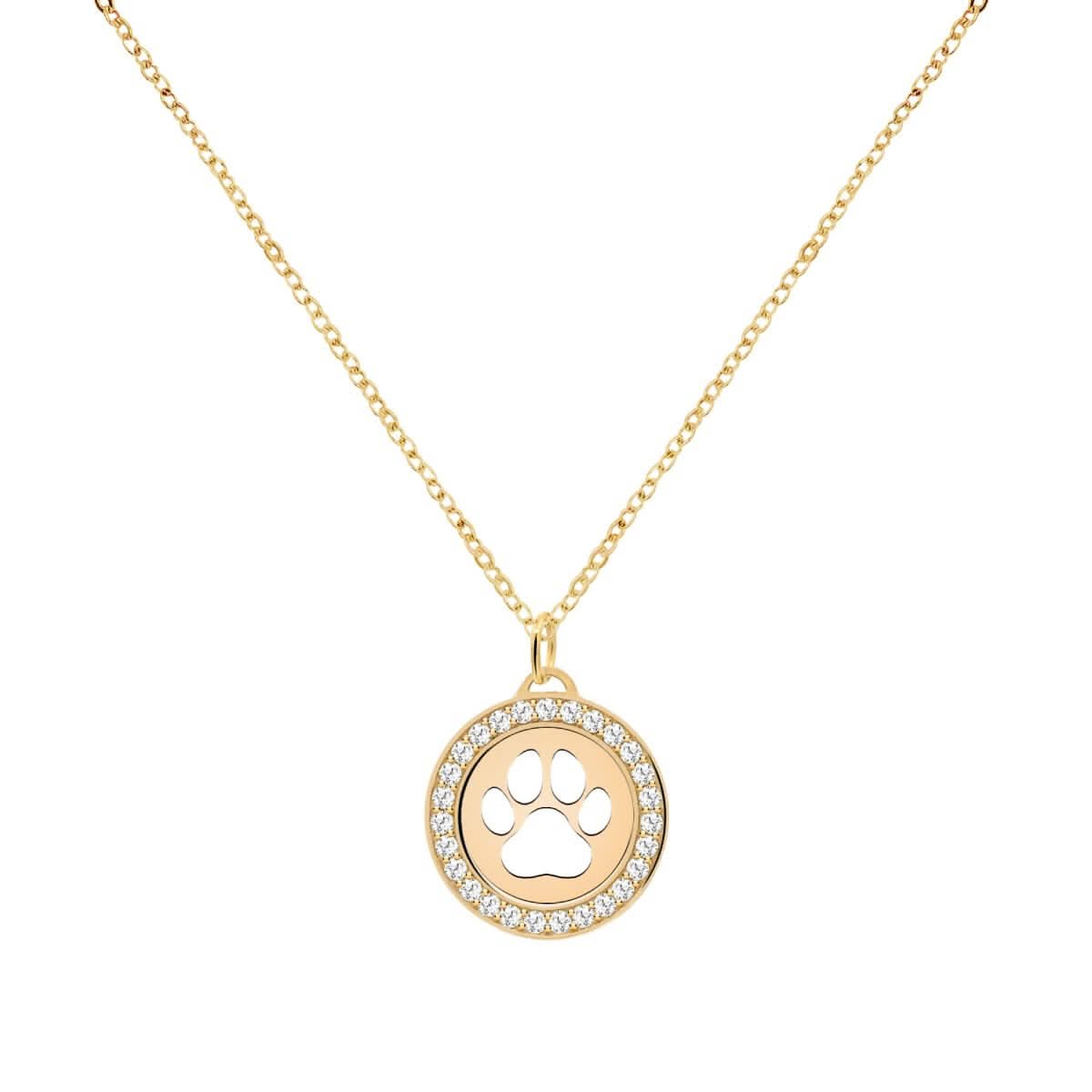 Paw & White Topaz Pendant in 14k Gold (April)