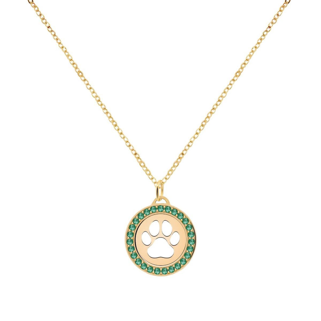 Paw & Emerald Pendant in 14k Gold (May)
