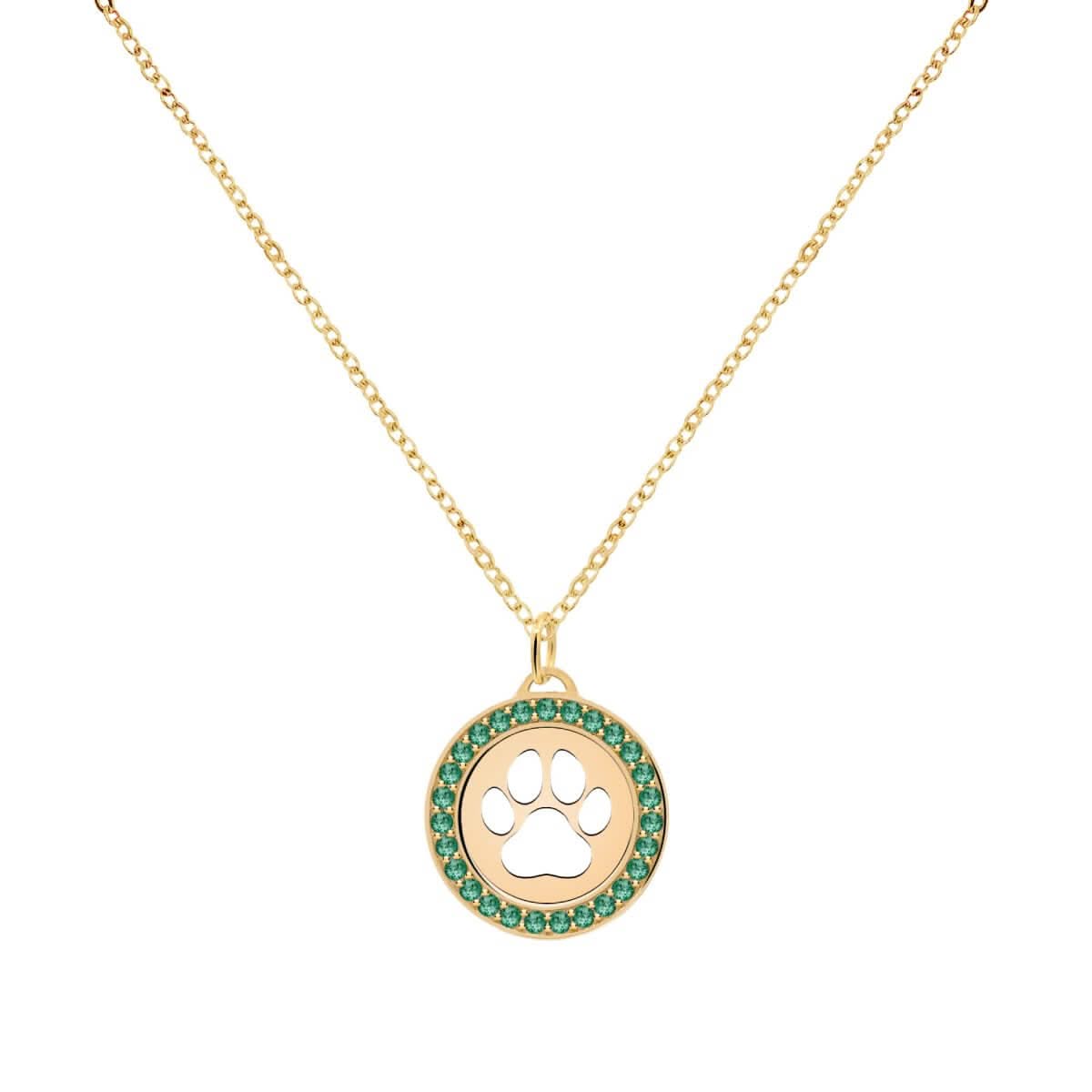Paw & Emerald Pendant in 14k Gold (May)