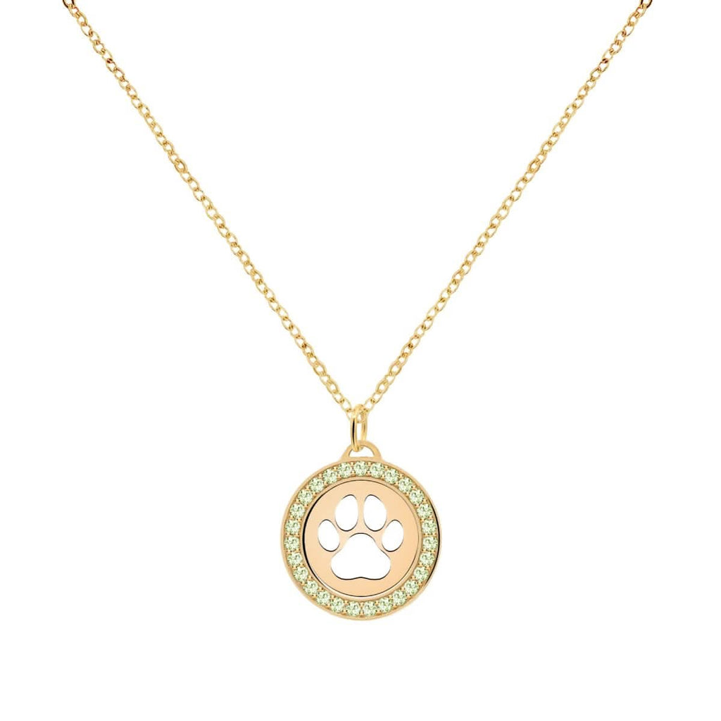 Paw & Peridot Pendant in 14k Gold (August)