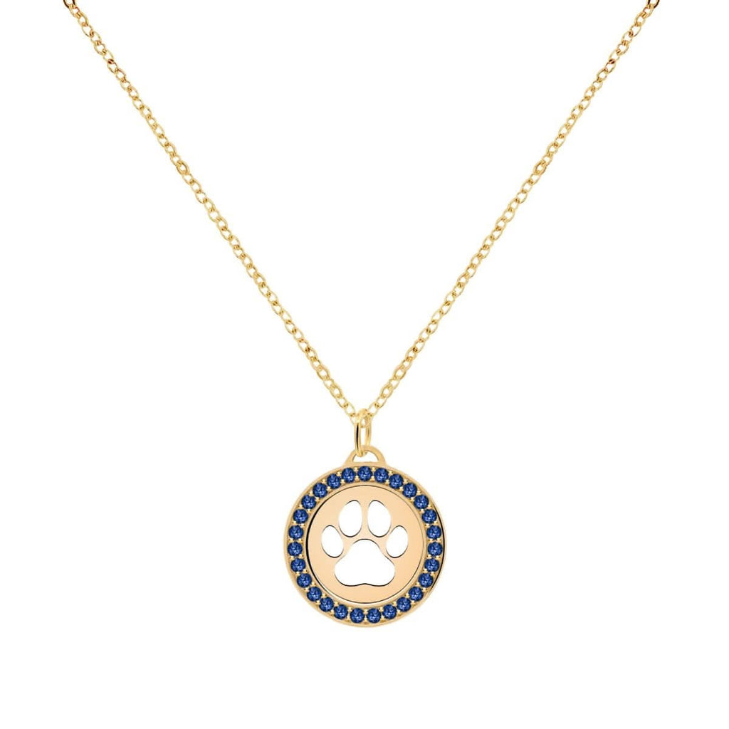 Paw & Sapphire Pendant in 14k Gold (September)