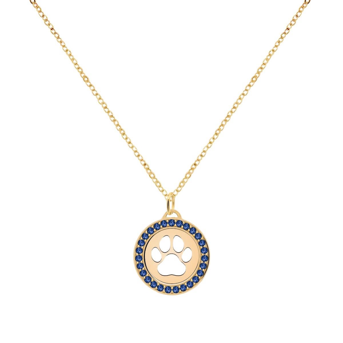 Paw & Sapphire Pendant in 14k Gold (September)