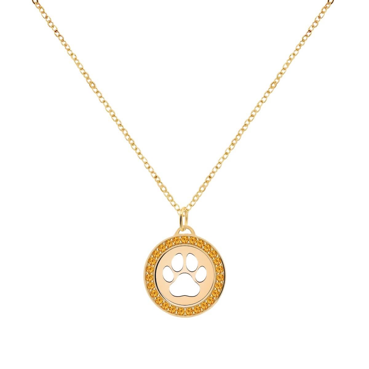 Paw & Citrine Pendant in 14k Gold (November)