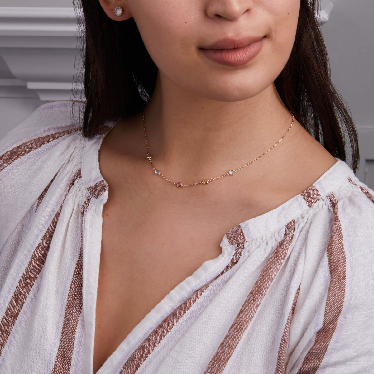 Petite 5 Birthstone Necklace in 14k Gold