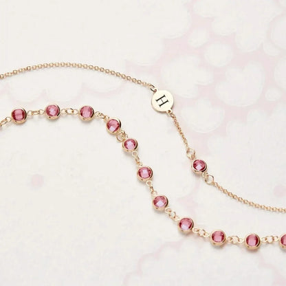 Newport Pink Sapphire Necklace in 14k Gold (October)