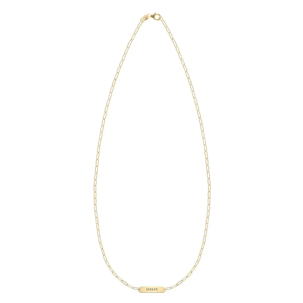 Petite 1 Nameplate Necklace on Adelaide Mini in 14k Gold