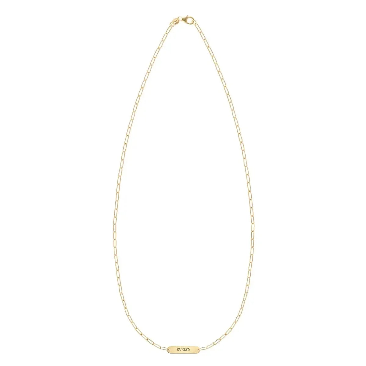 Petite 1 Nameplate Necklace on Adelaide Mini in 14k Gold