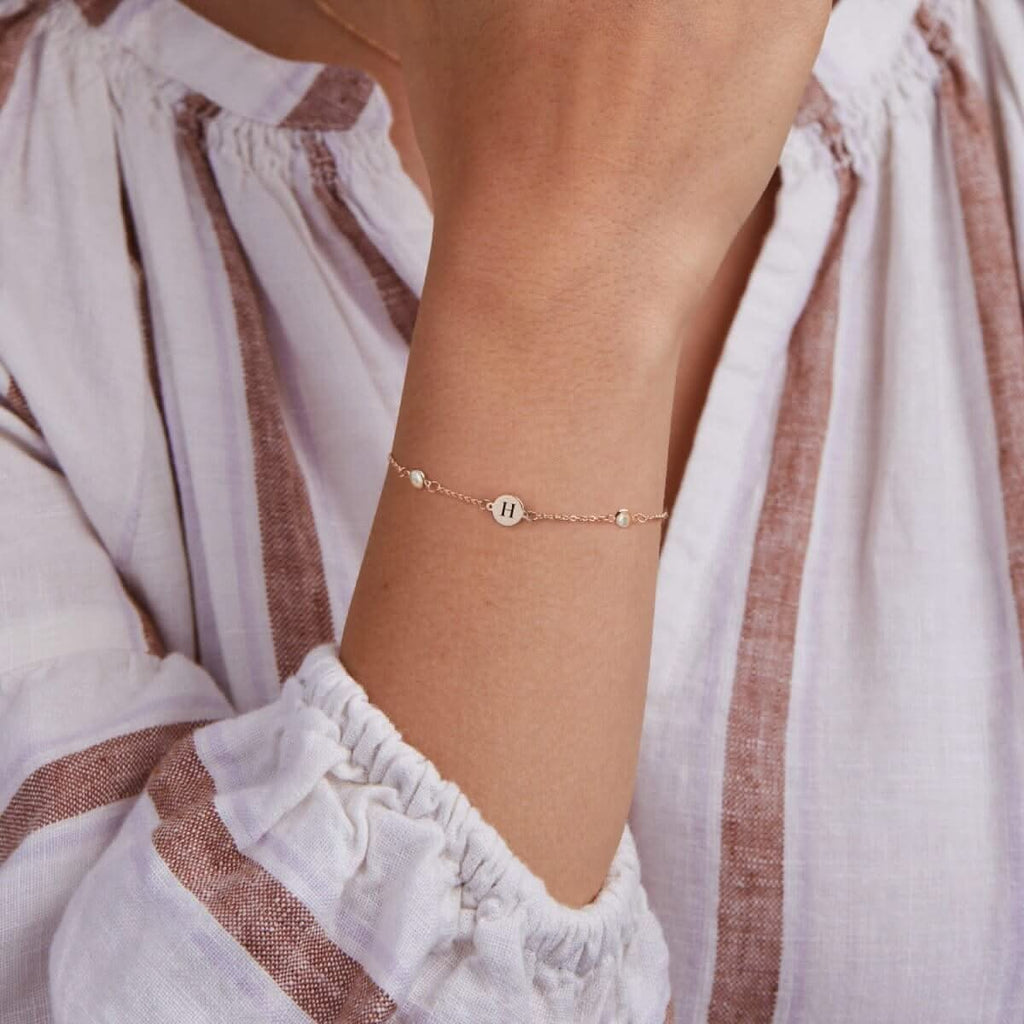 1 Letter & 4 Petite Opal Bracelet  in 14k Gold (October)
