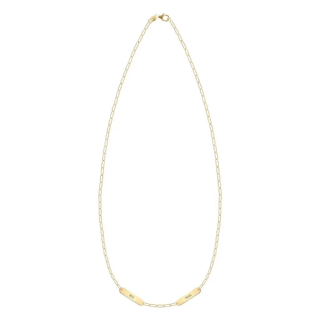 Petite 2 Nameplate Necklace on Adelaide Mini in 14k Gold