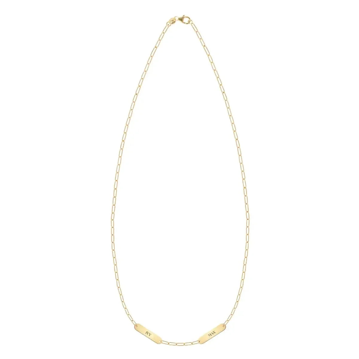 Petite 2 Nameplate Necklace on Adelaide Mini in 14k Gold
