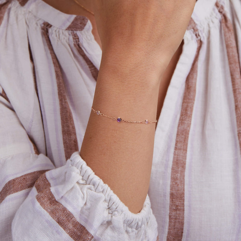 Petite 3 Birthstone Bracelet in 14k Gold