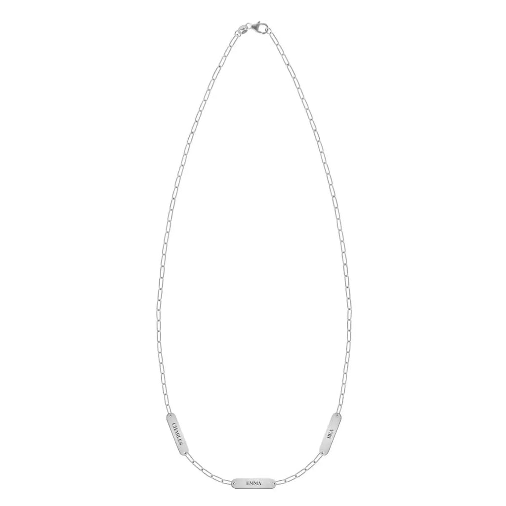 Petite 3 Nameplate Necklace on Adelaide Mini in 14k Gold