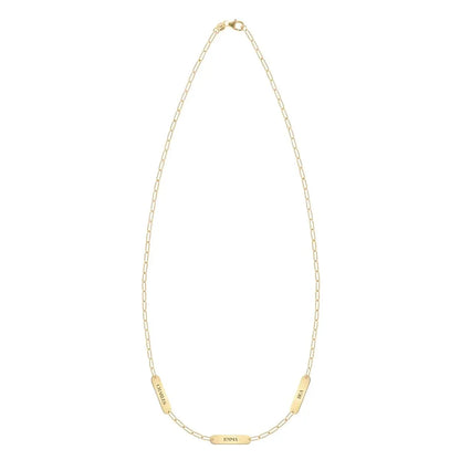 Petite 3 Nameplate Necklace on Adelaide Mini in 14k Gold