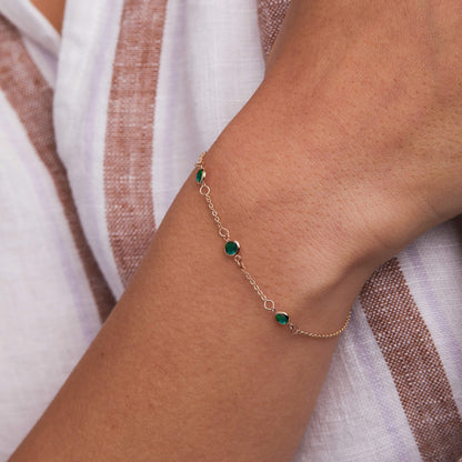 Bayberry 3 Emerald Bracelet in 14k Gold (May)