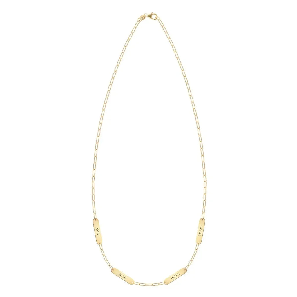 Petite 4 Nameplate Necklace on Adelaide Mini in 14k Gold