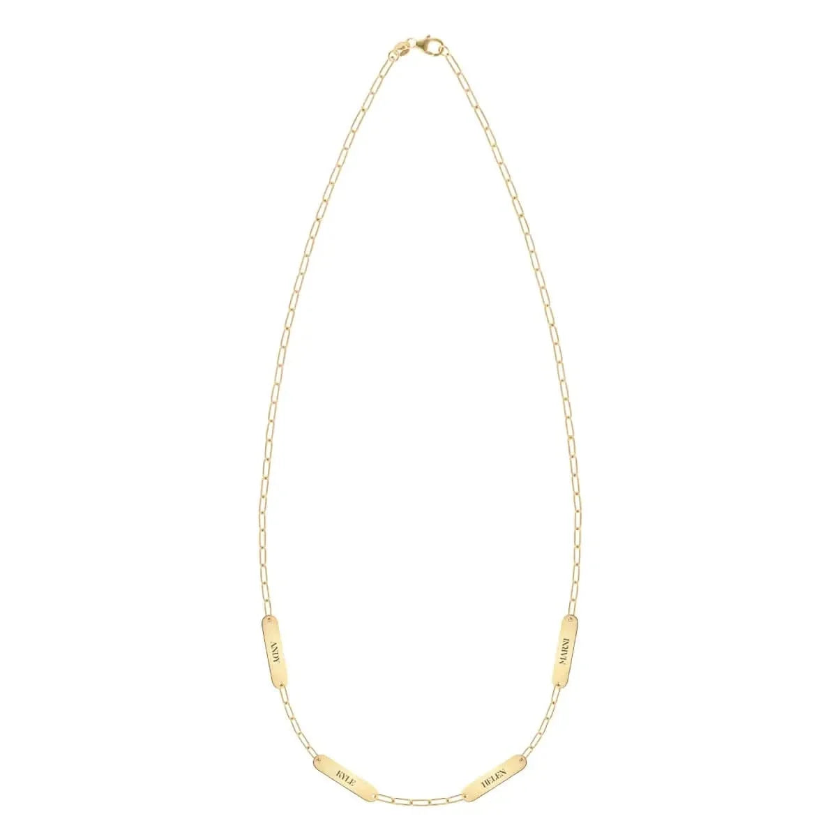 Petite 4 Nameplate Necklace on Adelaide Mini in 14k Gold