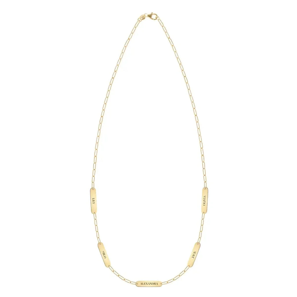 Petite 5 Nameplate Necklace on Adelaide Mini in 14k Gold