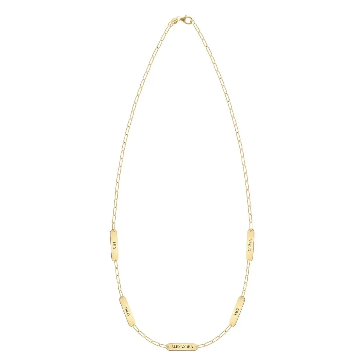 Petite 5 Nameplate Necklace on Adelaide Mini in 14k Gold