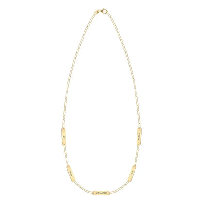 Petite 5 Nameplate Necklace on Adelaide Mini in 14k Gold