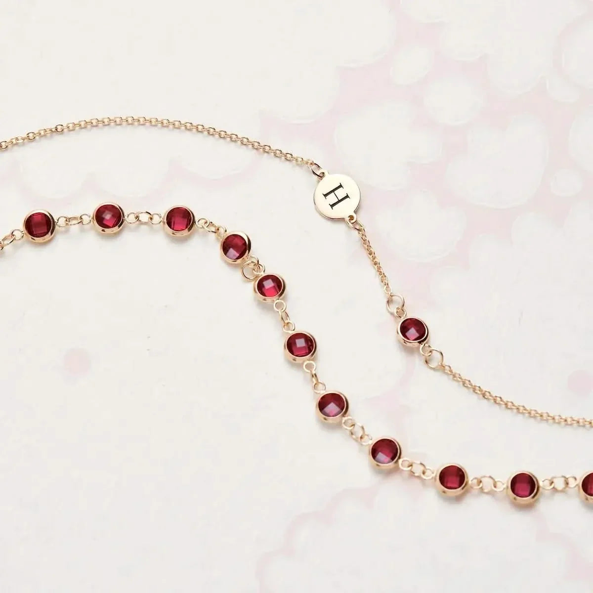 Newport Ruby Necklace in 14k Gold (July)