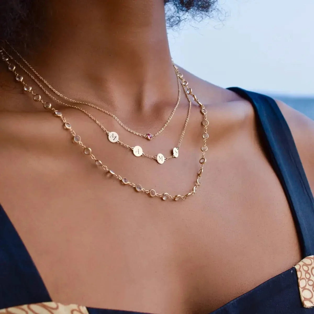 Newport White Topaz Necklace in 14k Gold (April)
