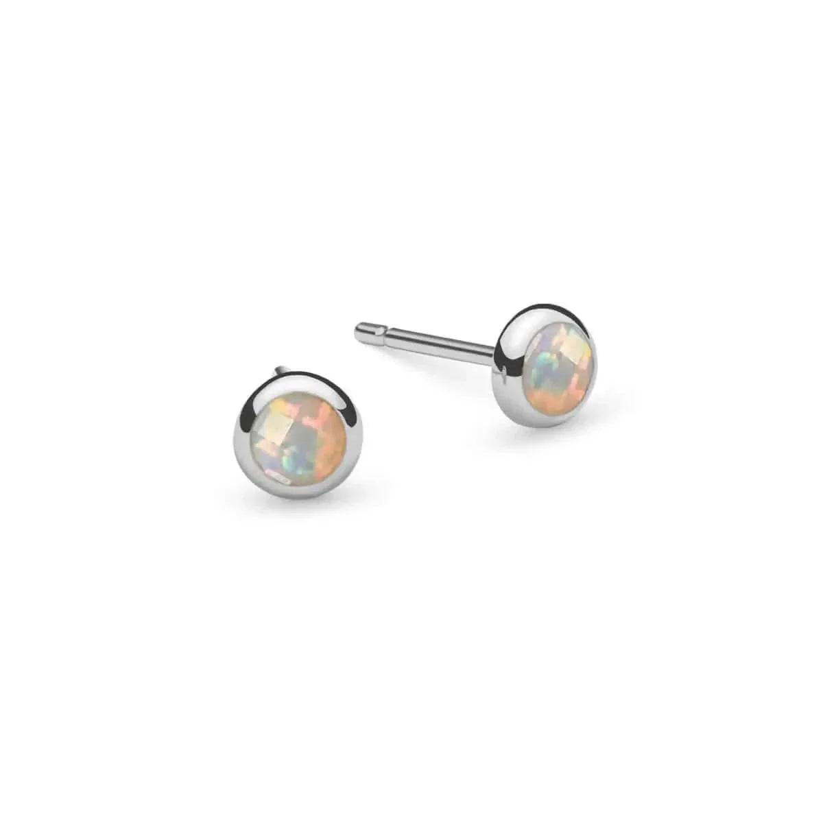 Petite Opal Stud Earrings in 14k Gold (October)