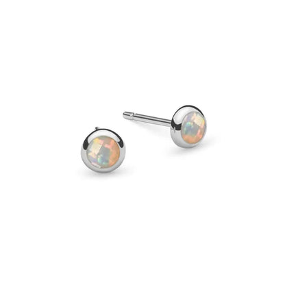 Petite Opal Stud Earrings in 14k Gold (October)
