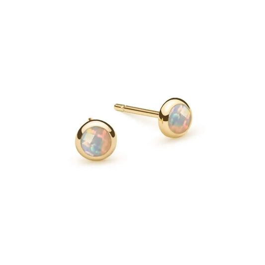 Petite Opal Stud Earrings in 14k Gold (October)