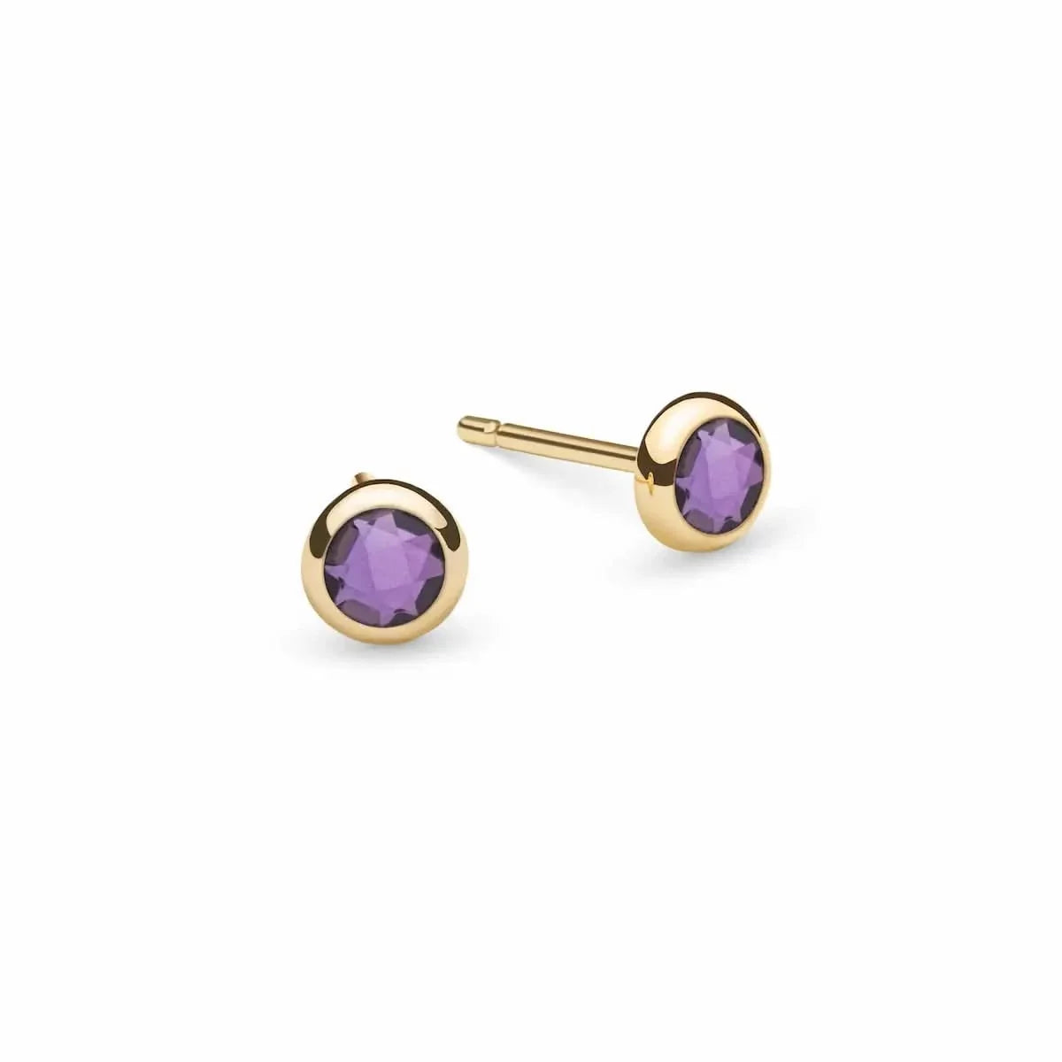 Petite Amethyst Stud Earrings in 14k Gold (February)