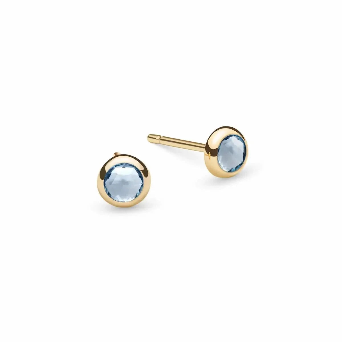 Petite Aquamarine Stud Earrings in 14k Gold (March)