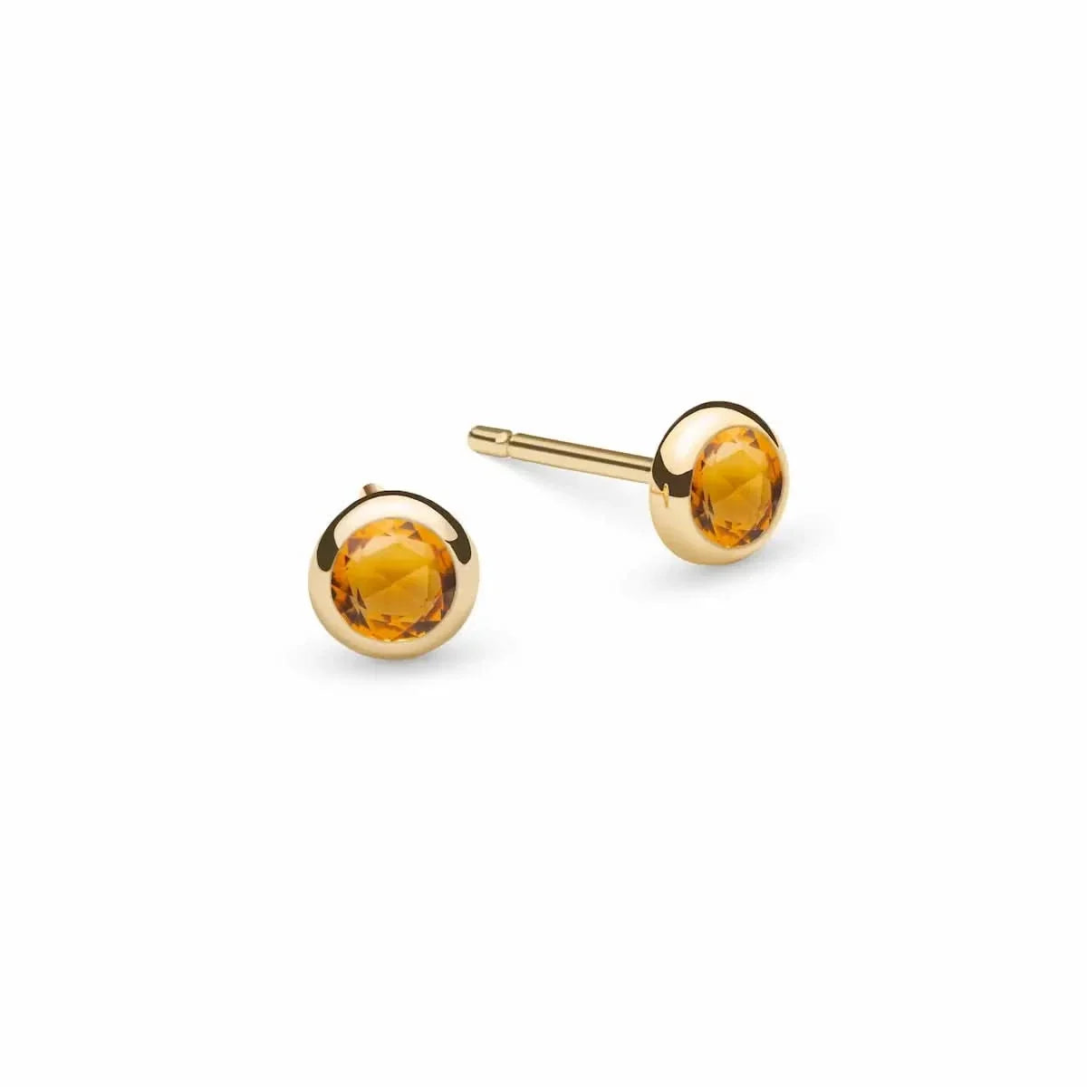 Petite Citrine Stud Earrings in 14k Gold (November)