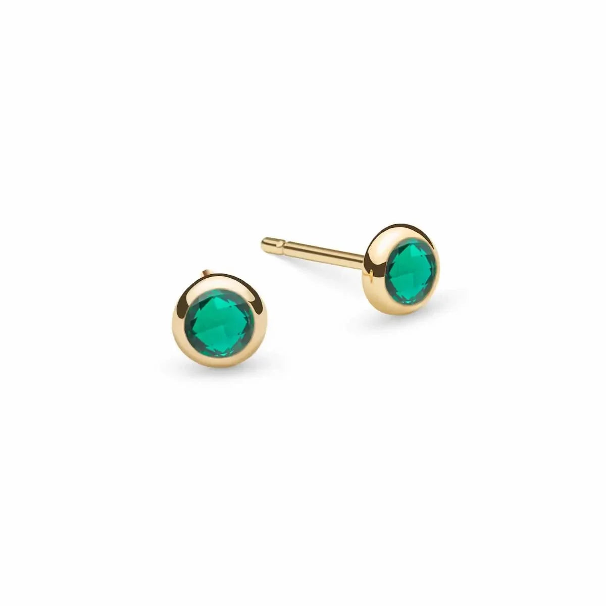 Petite Emerald Stud Earrings in 14k Gold (May)