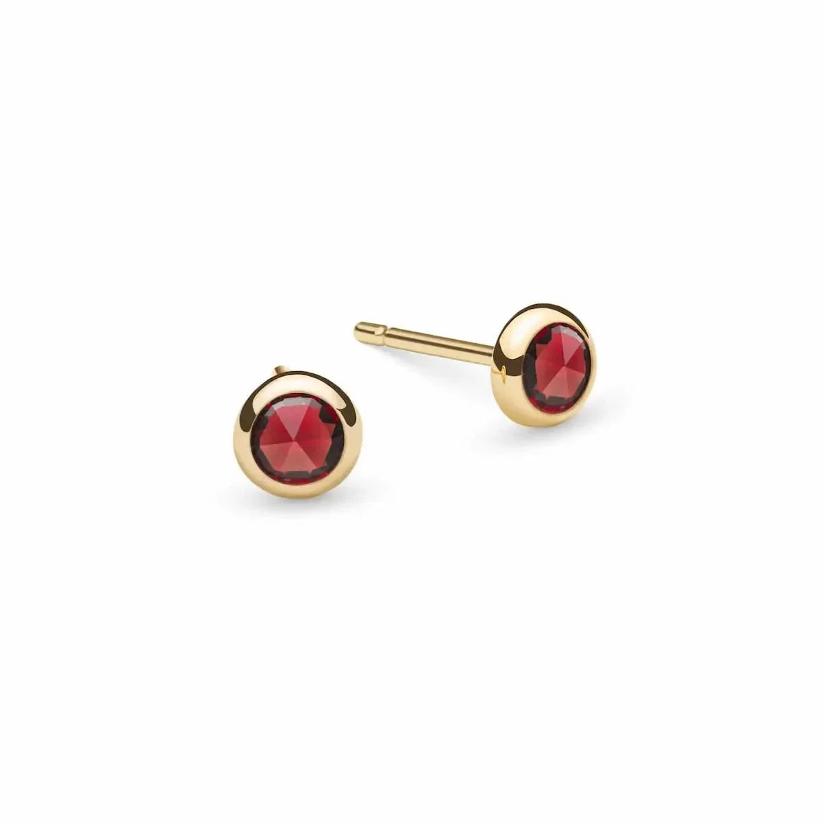 Petite Garnet Stud Earrings in 14k Gold (January)