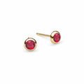 Petite Ruby Stud Earrings in 14k Gold (July)